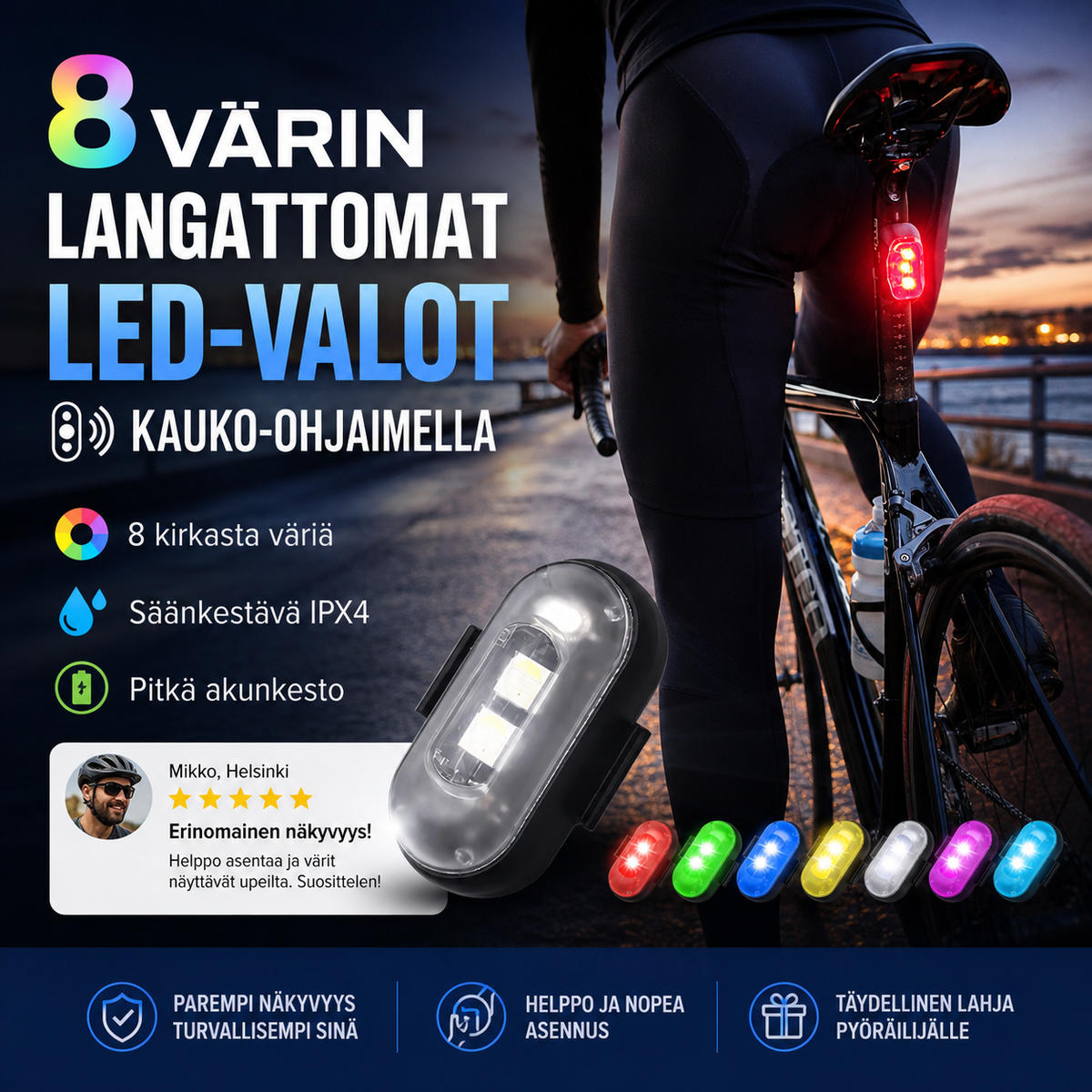 8 Värin Langattomat LED-valot Kauko-ohjaimella