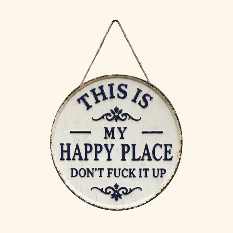📢📢VIIMEINEN ALENNUSPÄIVÄ 50 % ALENNUS✨Happy Place – Vintage-tyylinen metallikyltti