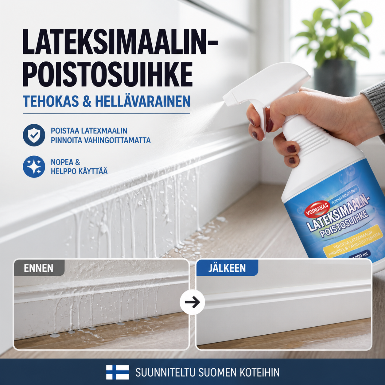 🔥 Lateksimaalinpoistosuihke – Ympäristöystävällinen entsyymikoostumus tarkalla suihkutoiminnolla – Ihanteellinen puun, metallin, muovin ja useiden pintojen puhdistukseen 🎨🧽