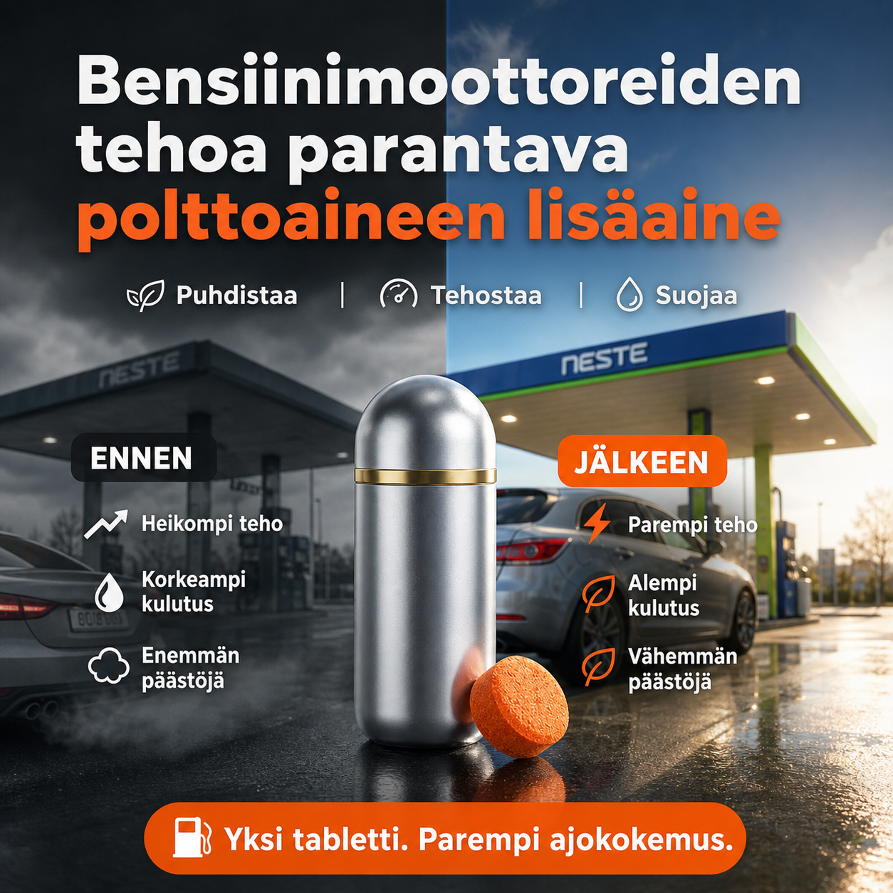 Bensiinimoottoreiden tehoa parantava polttoaineen lisäaine