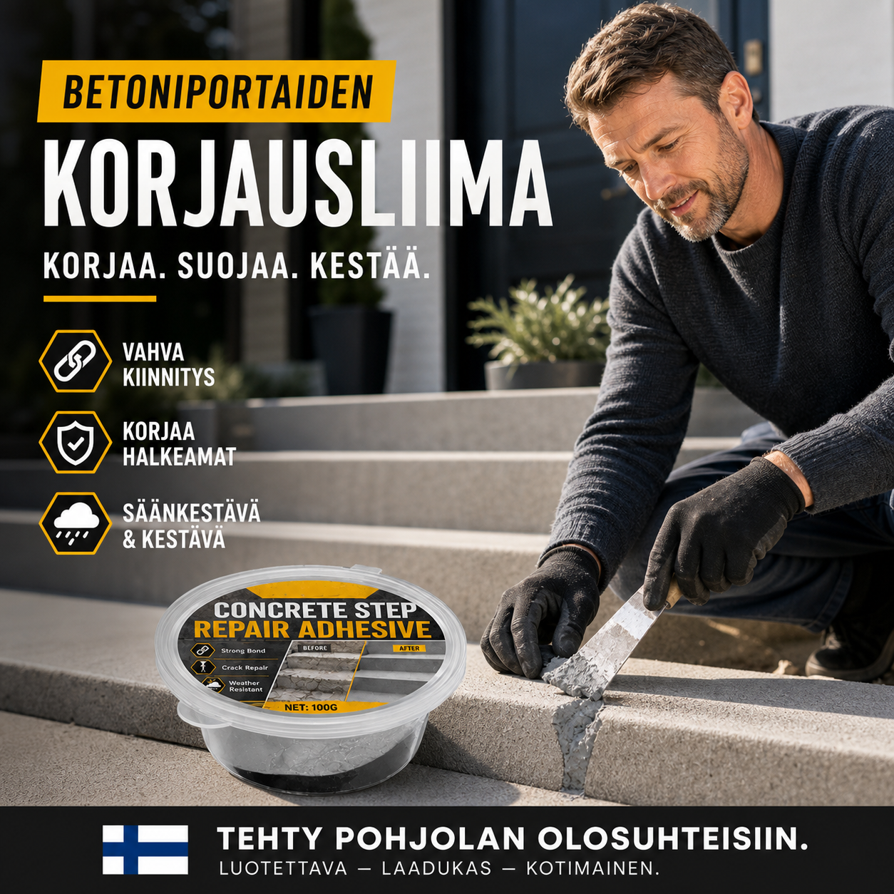 Betoniportaiden korjausliima