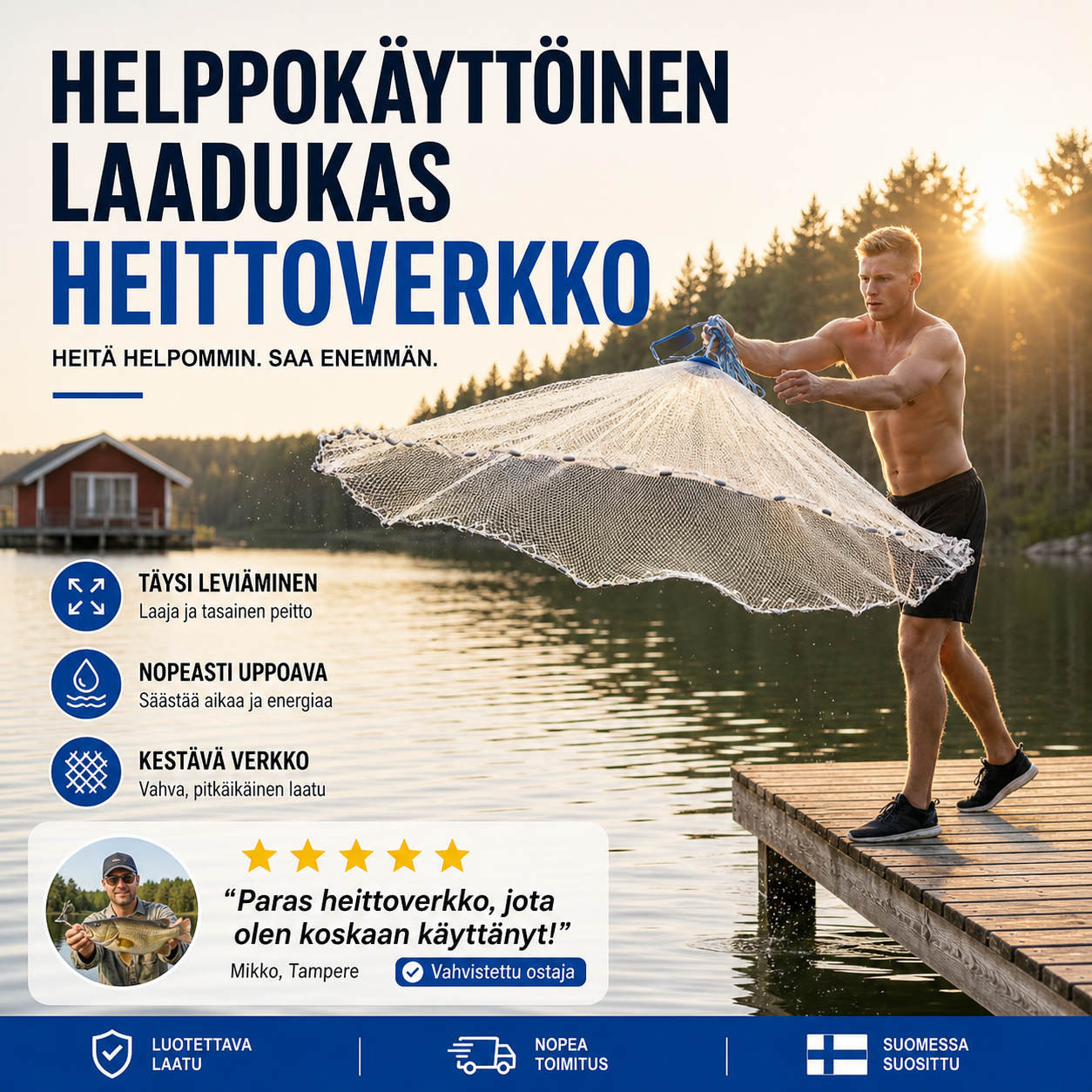 Helppokäyttöinen laadukas heittoverkko