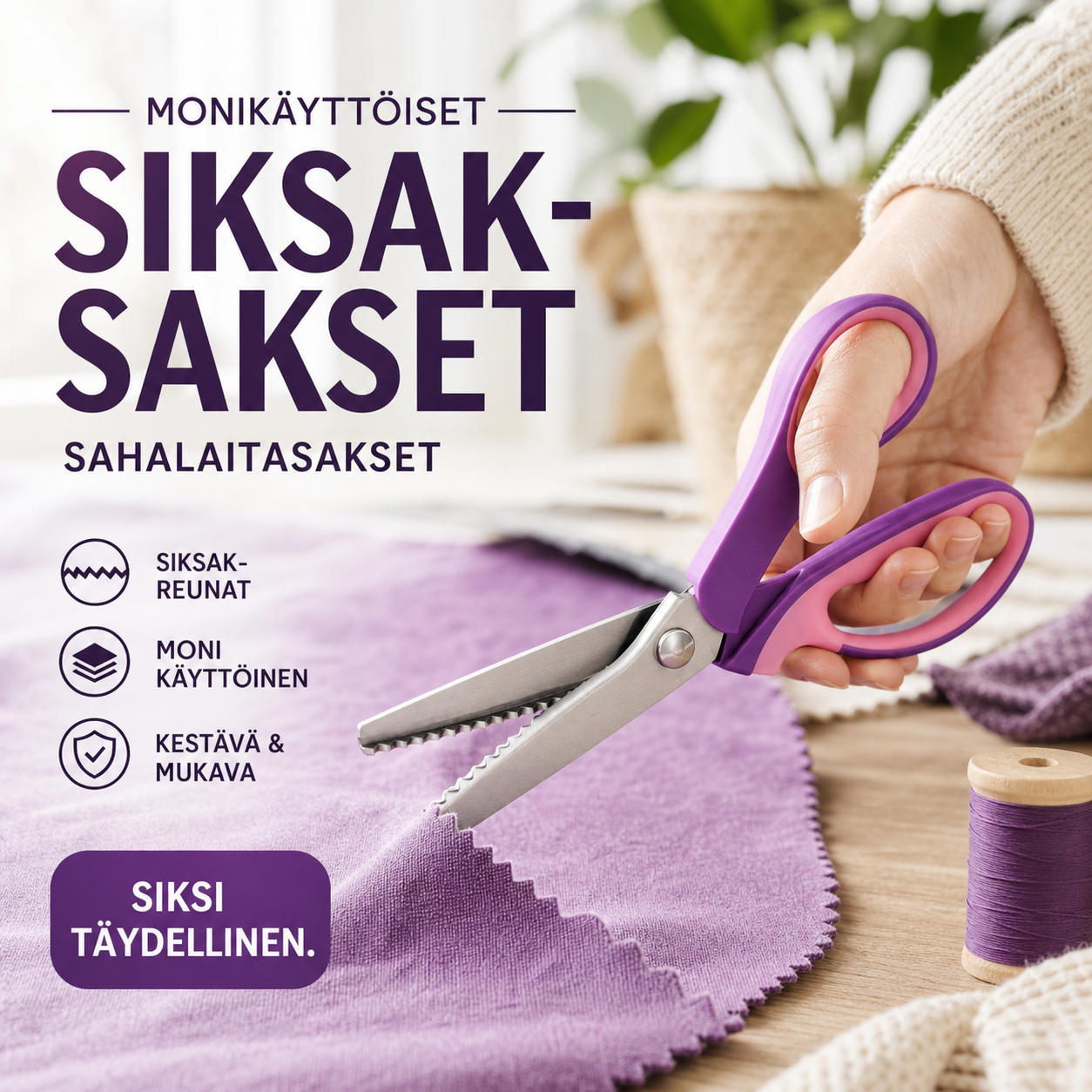 📢📢 50 % ALENNUS!! 🥳✨ Monikäyttöiset siksak-sakset, sahalaitasakset ✂️🧵