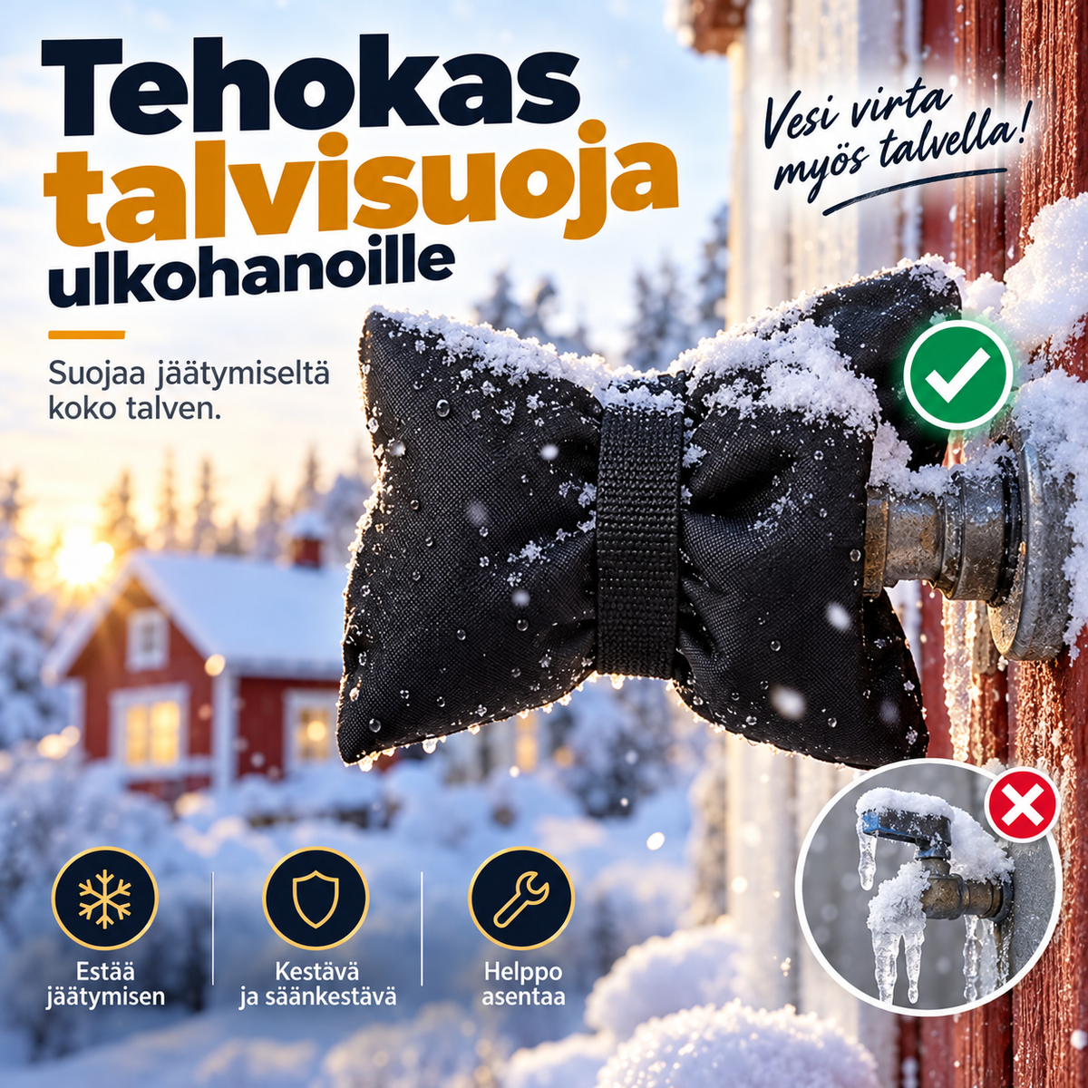 🥶 Älä anna pakkasen rikkoa hanaasi! Tehokas talvisuoja ulkohanoille