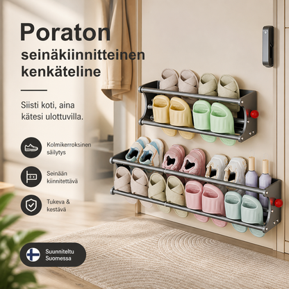 Poraton seinäkiinnitteinen kenkäteline