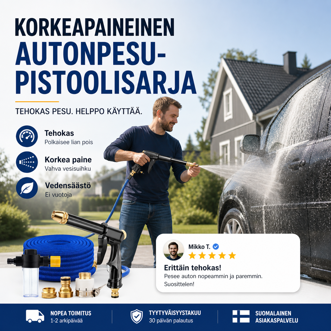 📢📢50 %:n alennus!! ⏰Korkeapaineinen autonpesupistoolisarja
