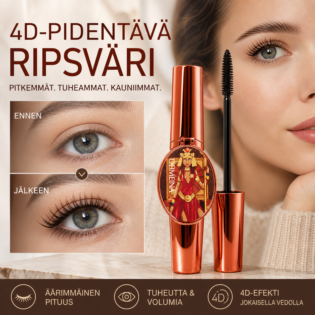🎁 Yllätystarjous -50 %! ✨️ Bloggaajien suosikki! 👱‍♀️ Suurenna silmiä ja palauta kauneus! 4D-pidentävä ja tuuheuttava ripsiväri