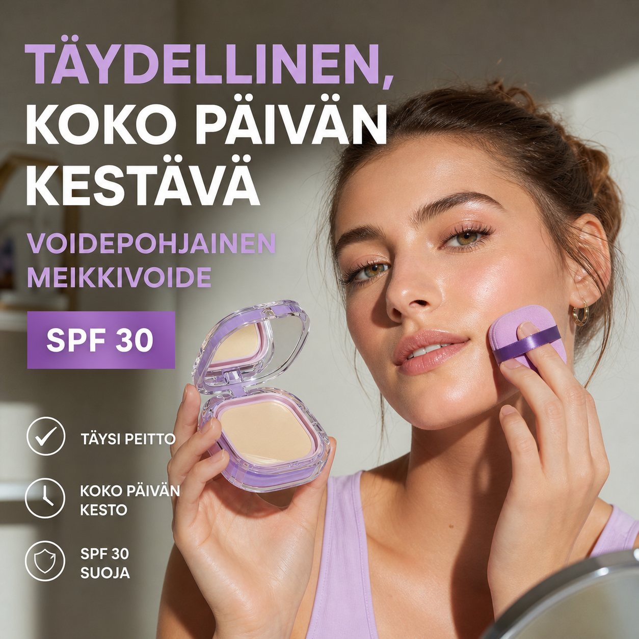 Täydellinen, koko päivän kestävä voidepohjainen meikkivoide, SPF 30