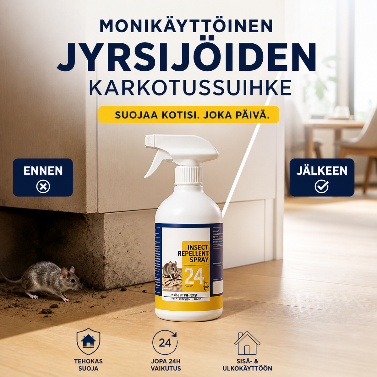 Monikäyttöinen jyrsijöiden karkotussuihke
