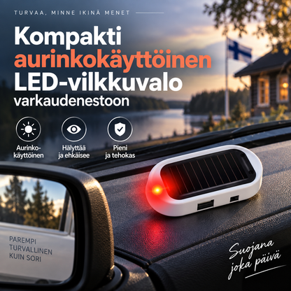 Kompakti aurinkokäyttöinen LED-vilkkuvalo varkaudenestoon