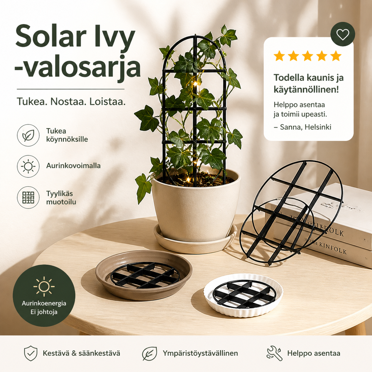 ☀️ Solar Ivy -valosarja – vedenkestävä, 8 valotilaa ja joustava, sopii puutarhan, parvekkeen ja seinien koristeluun