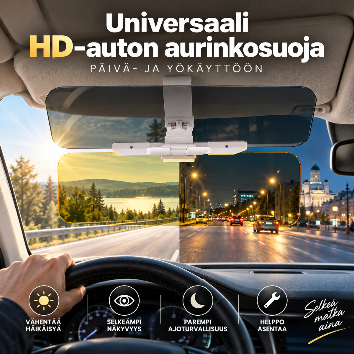 🚗 50 % ALENNUS! 🌙 Universaali HD-auton aurinkosuoja – päivä- ja yökäyttöön ✨