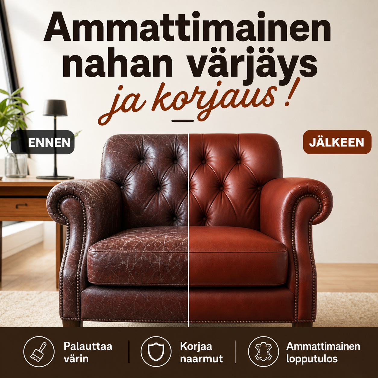 💯Ammattimainen nahan värjäys ja korjaus!