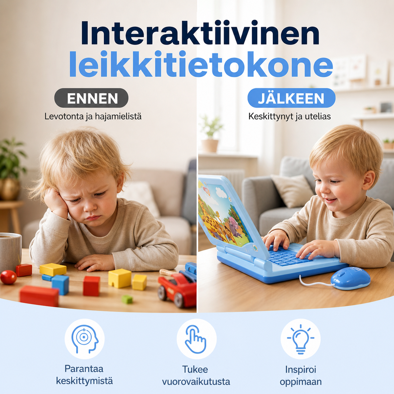💻 -50%! 🧸 Interaktiivinen leikkitietokone – valoja, ääniä ja opettavaisia pelejä – kehittää luovuutta ja motorisia taitoja leikin kautta 🎵