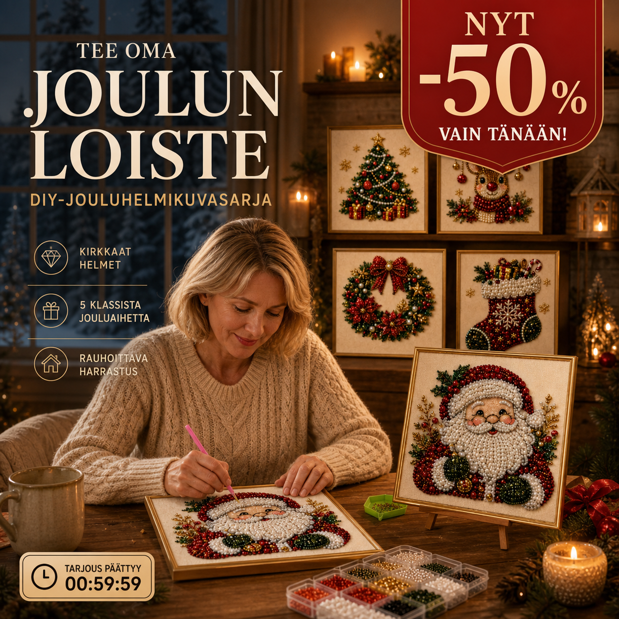 🧘Rentouttava ja aloittelijaystävällinen - 🎨💎DIY-jouluhelmikuvasarja