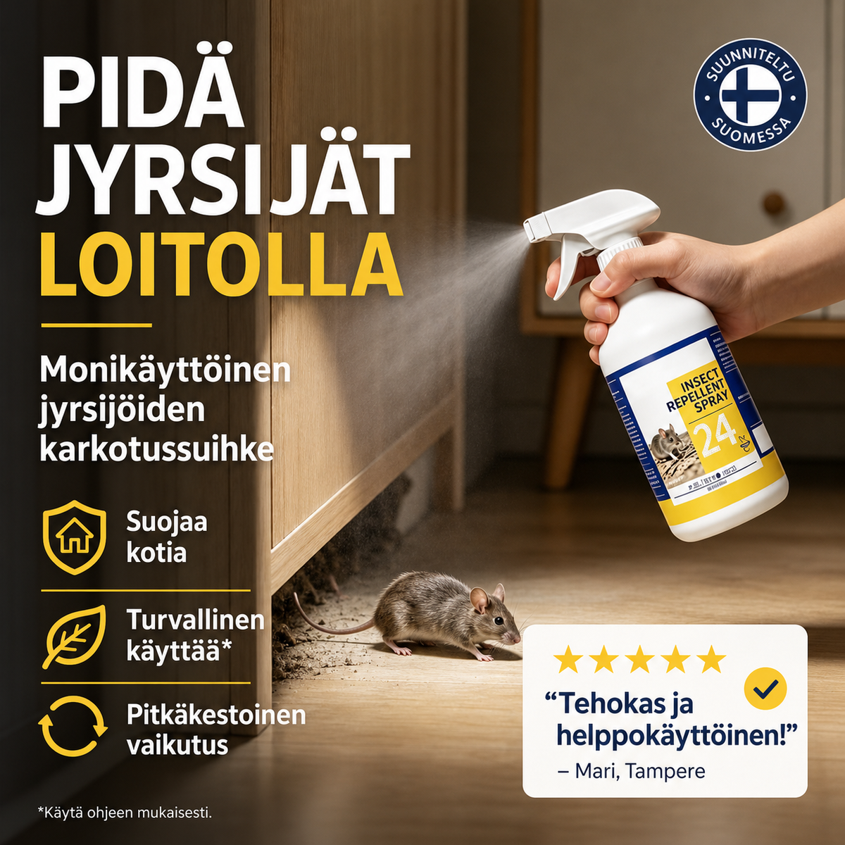 Monikäyttöinen jyrsijöiden karkotussuihke