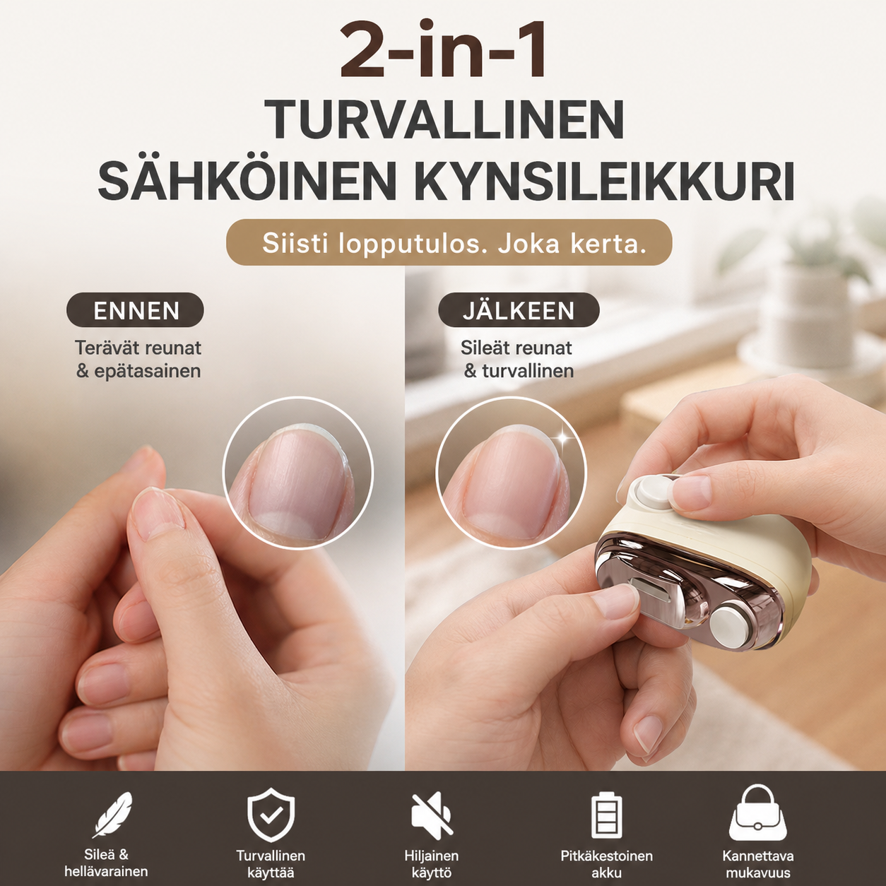 🔥2-in-1 turvallinen sähköinen kynsileikkuri