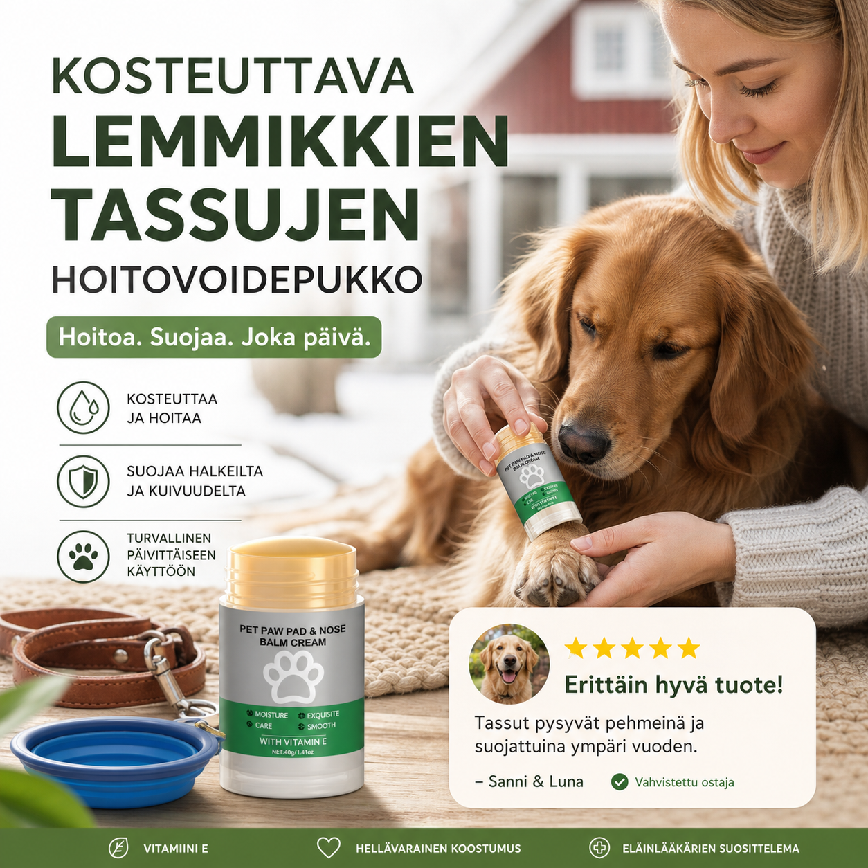 Kosteuttava lemmikkien tassujen hoitovoidepuikko