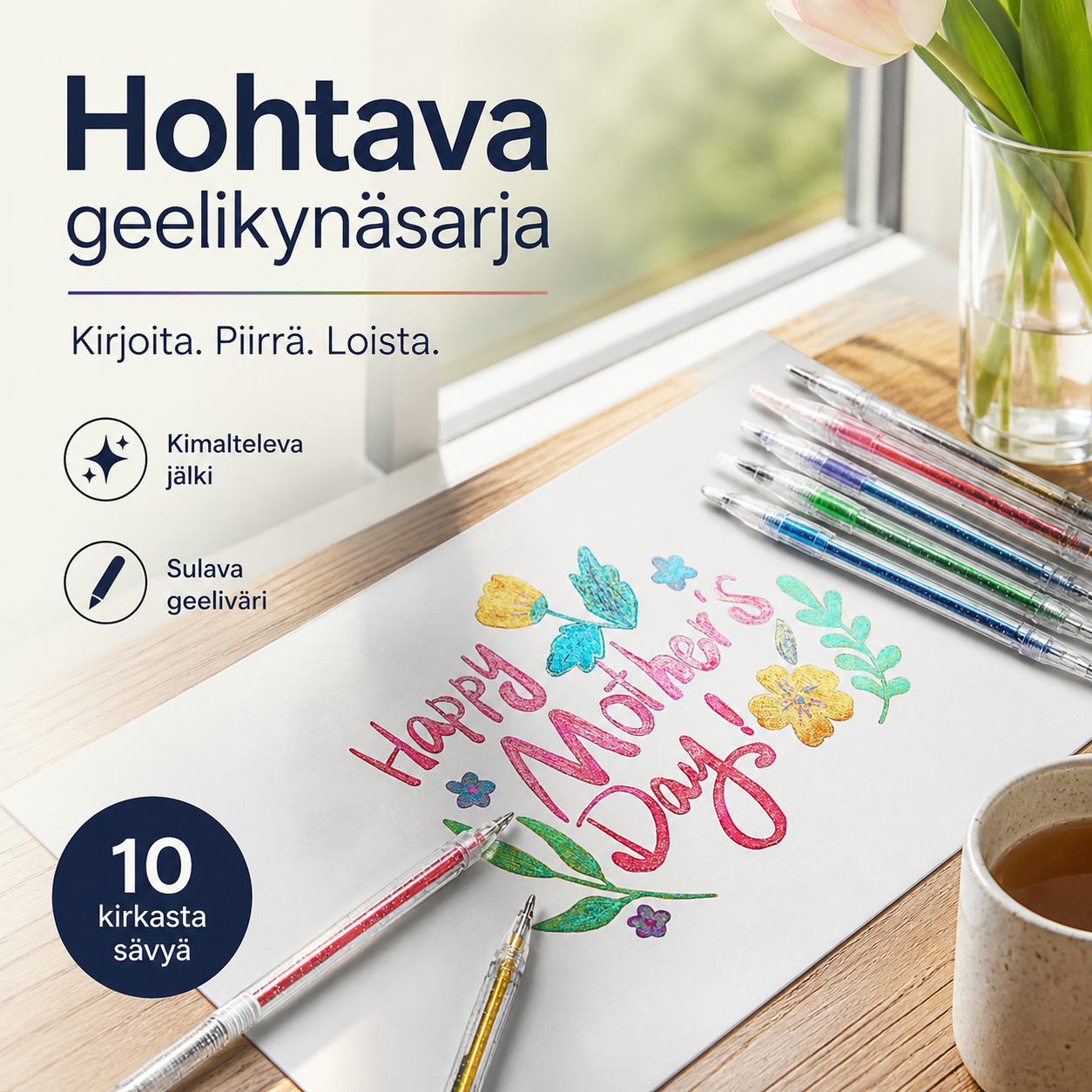 🌲Aikainen joulutarjous – 50% ALENNUS! 🎁 Hohtava geelikynäsarja – loistaa ja koristaa jokaisen kortin ja piirroksen!