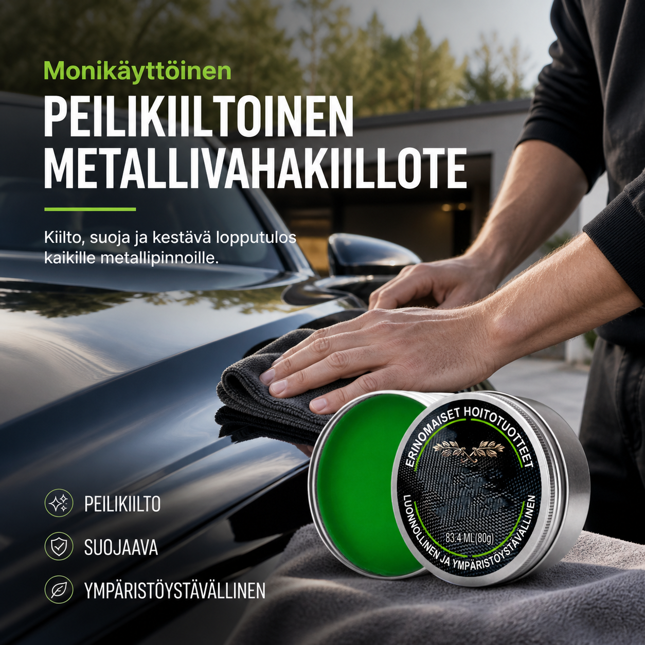 Monikäyttöinen peilikiiltoinen metallivahakiillote
