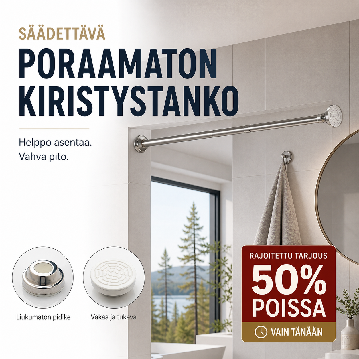 Säädettävä poraamaton kiristystanko