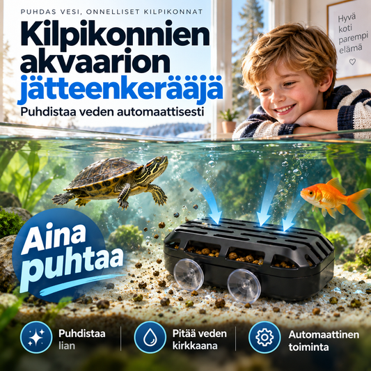 Kilpikonnien akvaarion ulosteenkerääjä ja jätteenpuhdistaja