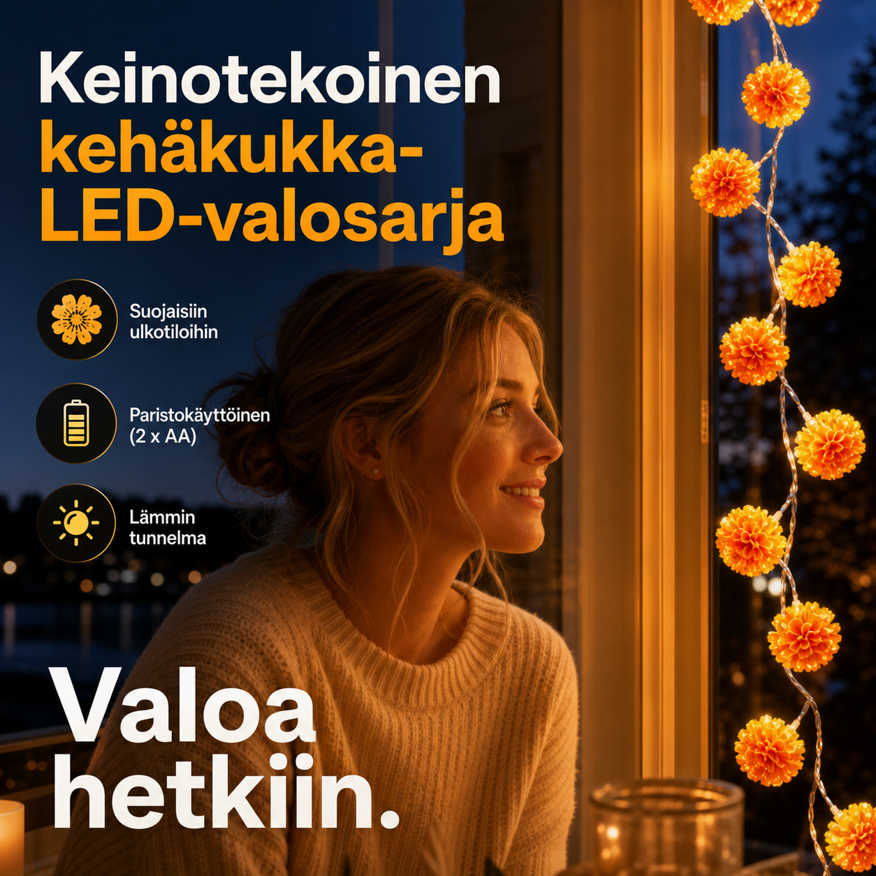 Keinotekoinen kehäkukka-LED-valosarja