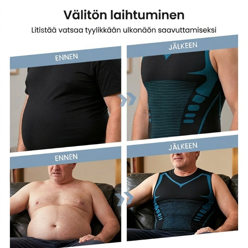 🎉 Ioninen muotoileva liivi – Kompressio ja viilentävä vaikutus – Kehon muotoilu ja hihaton – Näkymätön vaatteiden alla 🕶️