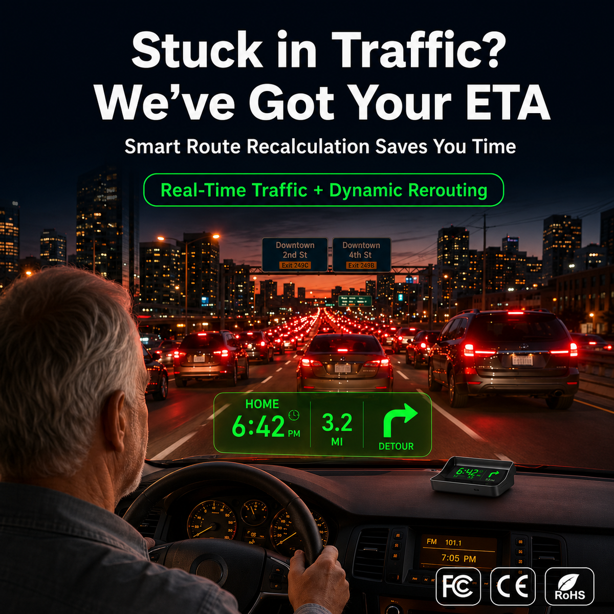 🚗 Head-Up-näyttö GPS-digitaalinopeusmittari – nopeus ja navigointi suoraan tuulilasissa! 50% alennus – tilaa nyt!