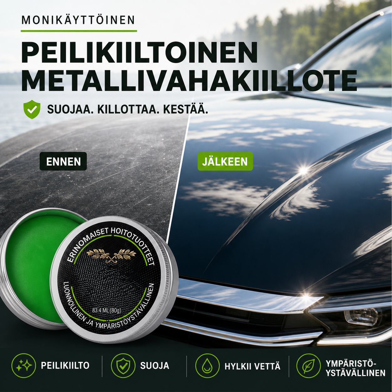 Monikäyttöinen peilikiiltoinen metallivahakiillote