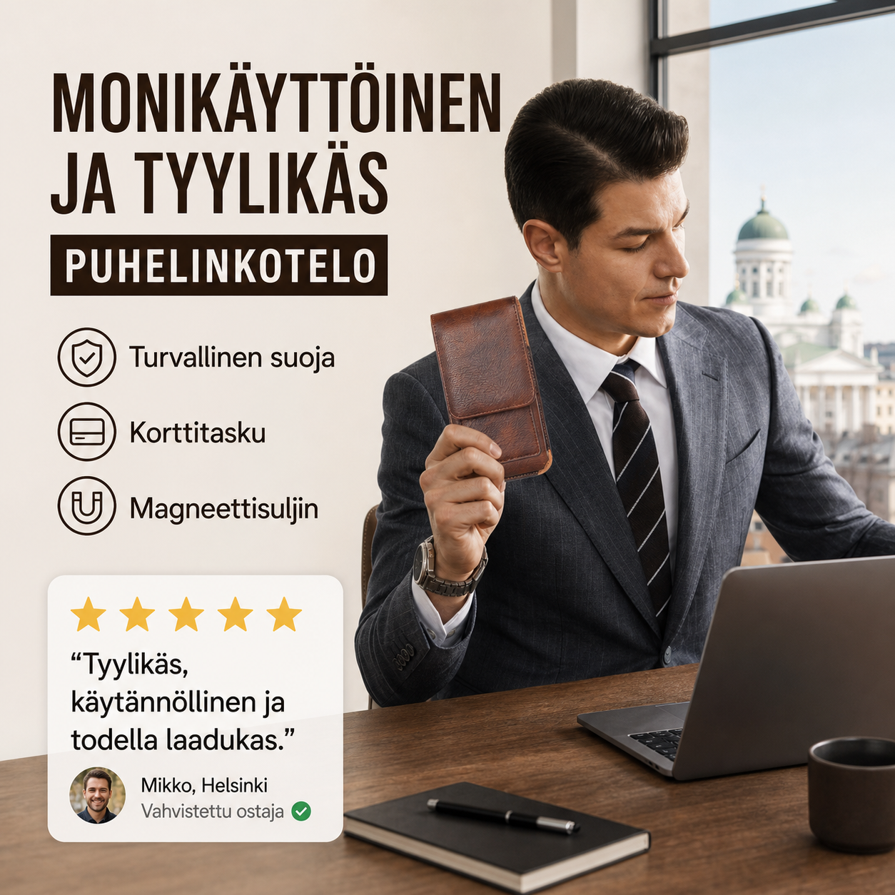 Monikäyttöinen ja tyylikäs puhelinkotelo