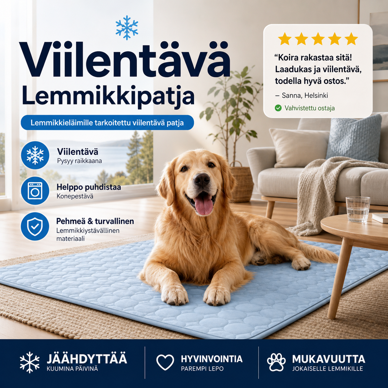 🐶 50 %:n alennus 🐱 Lemmikkieläimille tarkoitettu viilentävä patja, jossa on myrkytöntä viilentävää geeliä