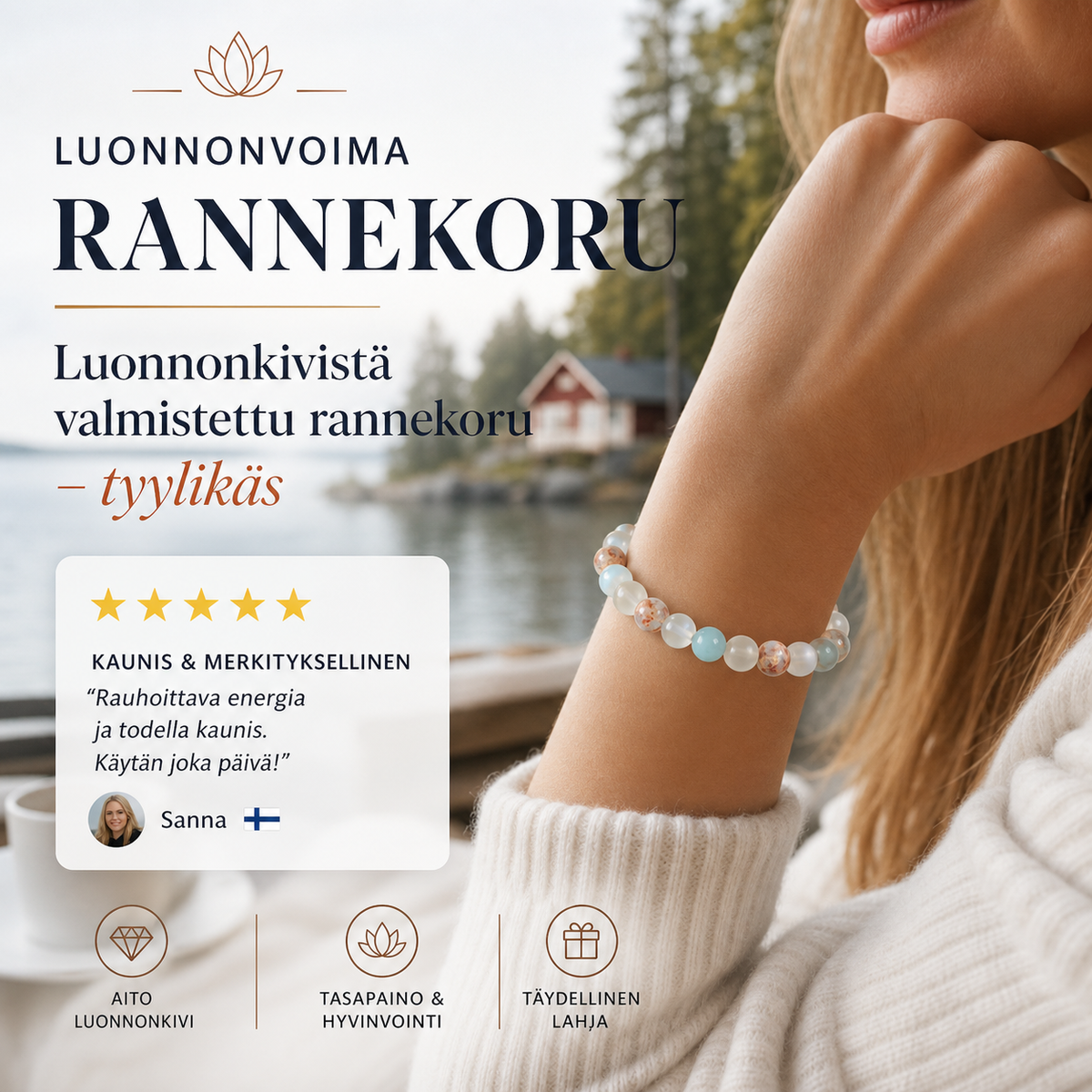 ⏳Ajallisesti rajoitettu erikoistarjous⏰Luonnonkivistä valmistettu rannekoru – tyylikäs 📿