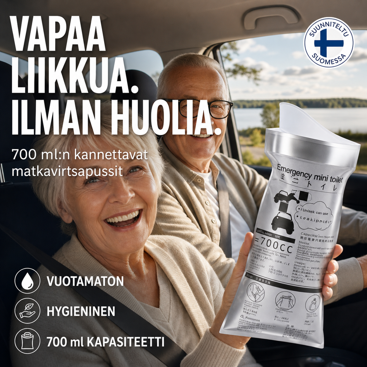 🔥 700 ml:n kannettavat matkavirtsapussit – Ei enää huolta vessasta tien päällä! Vuotamattomat, roiskesuojatut, hajua neutraloivat. Täydelliset pitkille matkoille, retkeilyyn ja hätätilanteisiin. Huomaamattomat ja hygieeniset. 🛣️🧻
