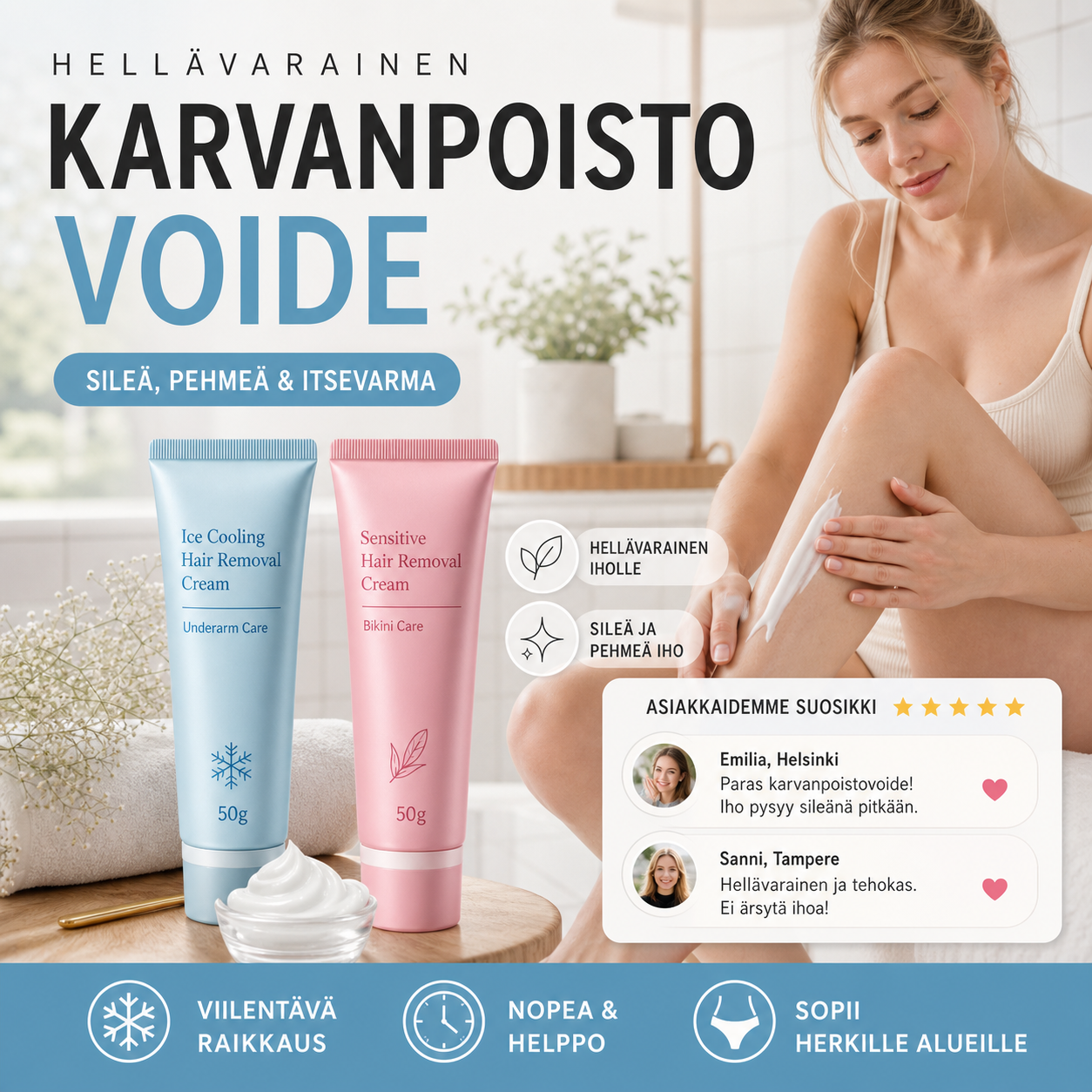 Hellävarainen karvanpoistovoide