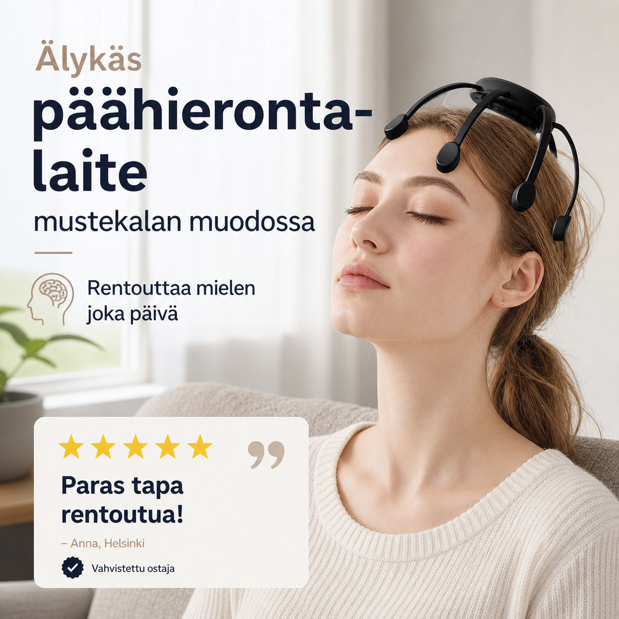 Älykäs päähierontalaite mustekalan muodossa