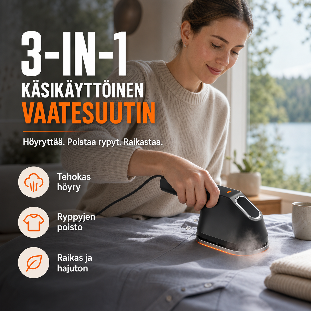 3-in-1-käsikäyttöinen vaatesuutin
