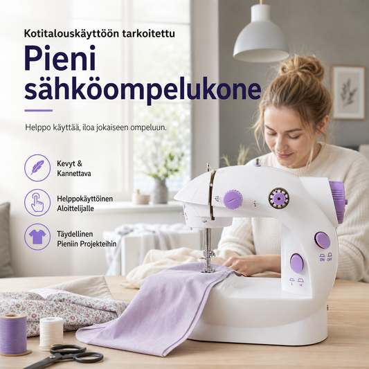 Kotitalouskäyttöön tarkoitettu pieni sähköompelukone