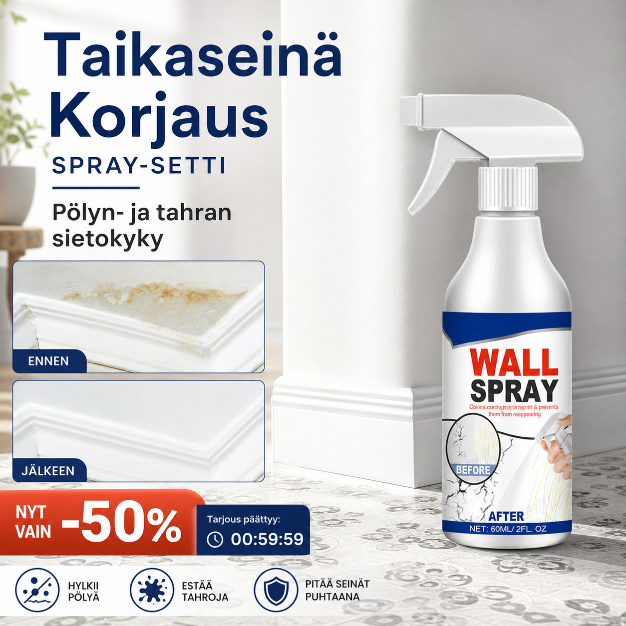 Taikaseinä Korjaus Spray-setti - Pölyn- ja tahran sietokyky