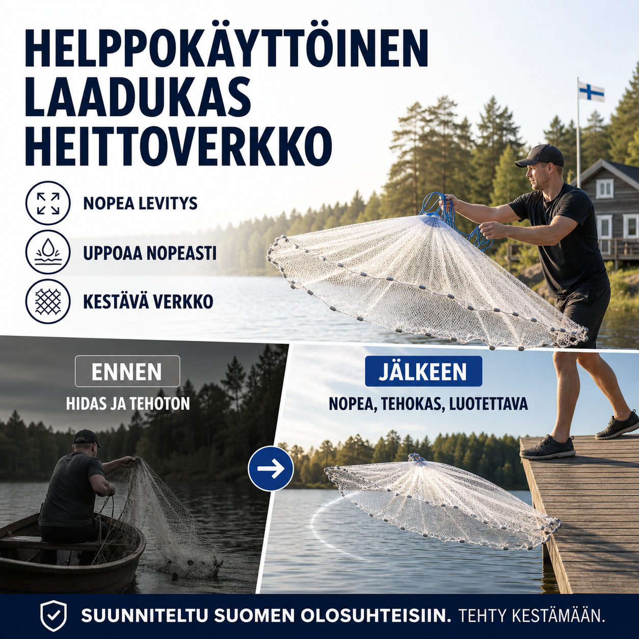 Helppokäyttöinen laadukas heittoverkko