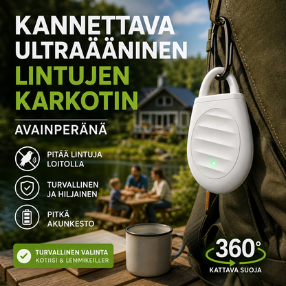 🐦Ei enää ongelmia lintujen, eläinten ja heinäsirkkojen kanssa！Kannettava ultraääninen lintujen karkotin avaimenperänä