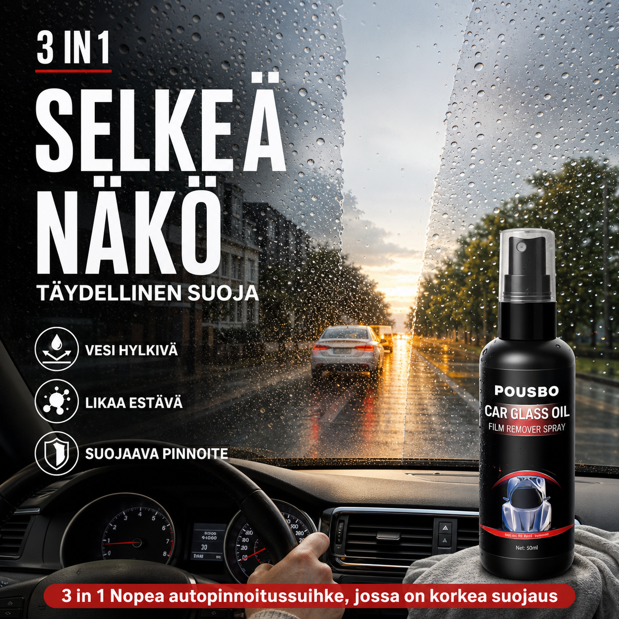 3 in 1 Nopea autopinnoitussuihke, jossa on korkea suojaus
