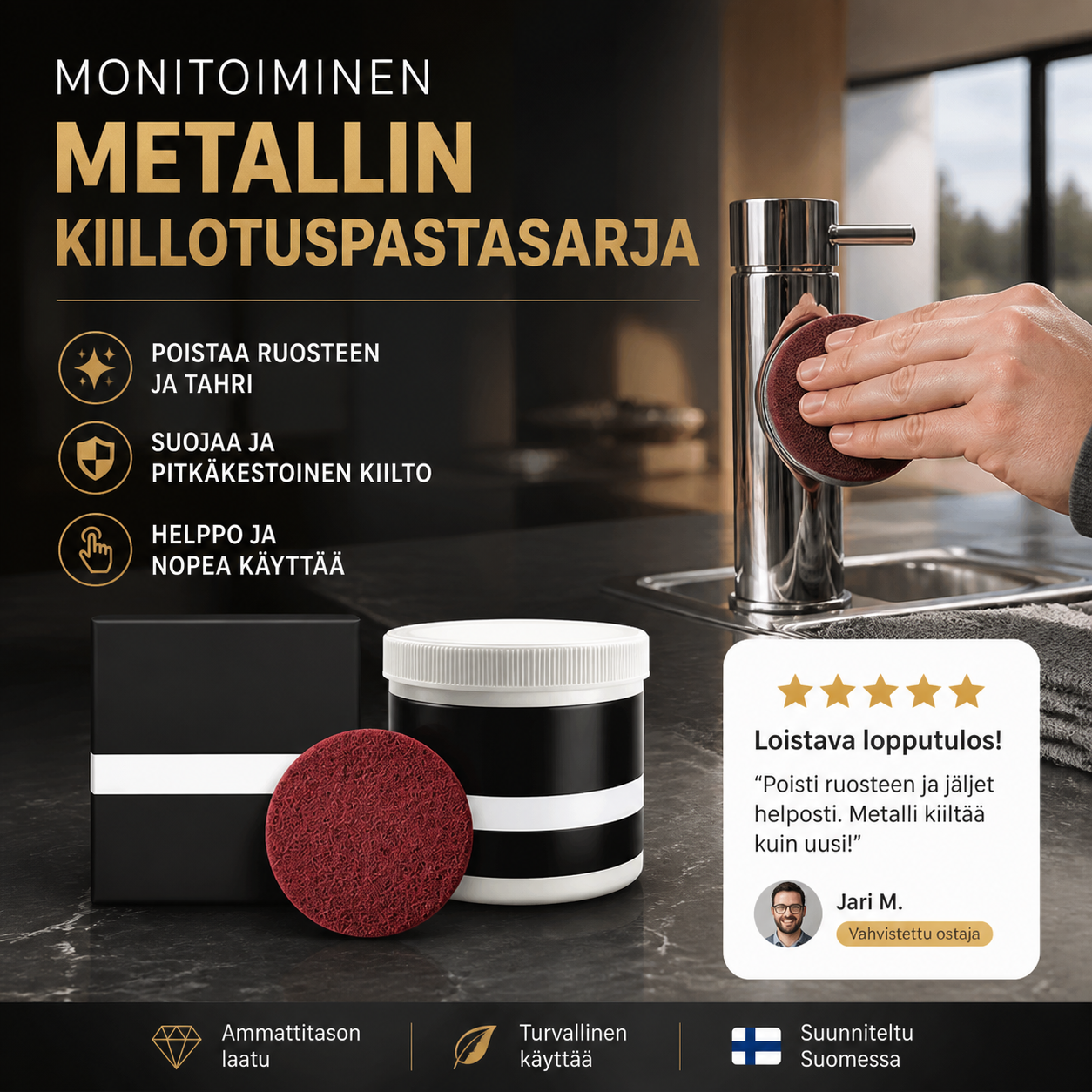 Monitoiminen metallin kiillotuspastasarja
