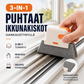 3-in-1-ikkunakiskojen puhdistustyökalu, jossa on hankaustyyny