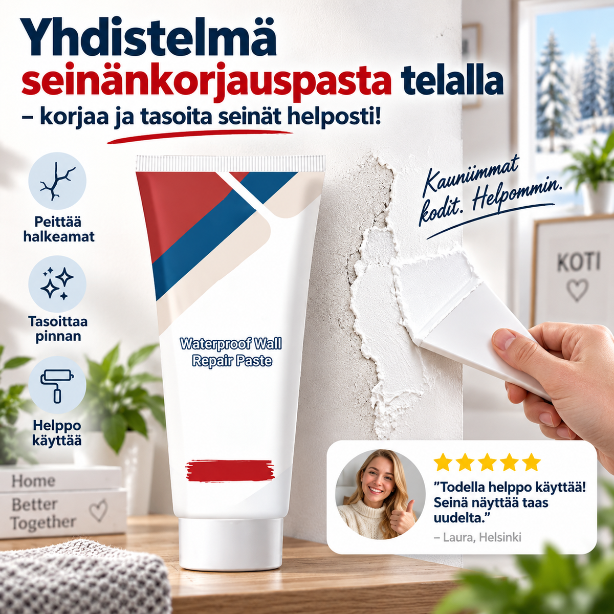 Yhdistelmä seinänkorjauspasta telalla – korjaa ja tasoita seinät helposti!