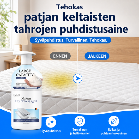 Tehokas patjan keltaisten tahrojen puhdistusaine