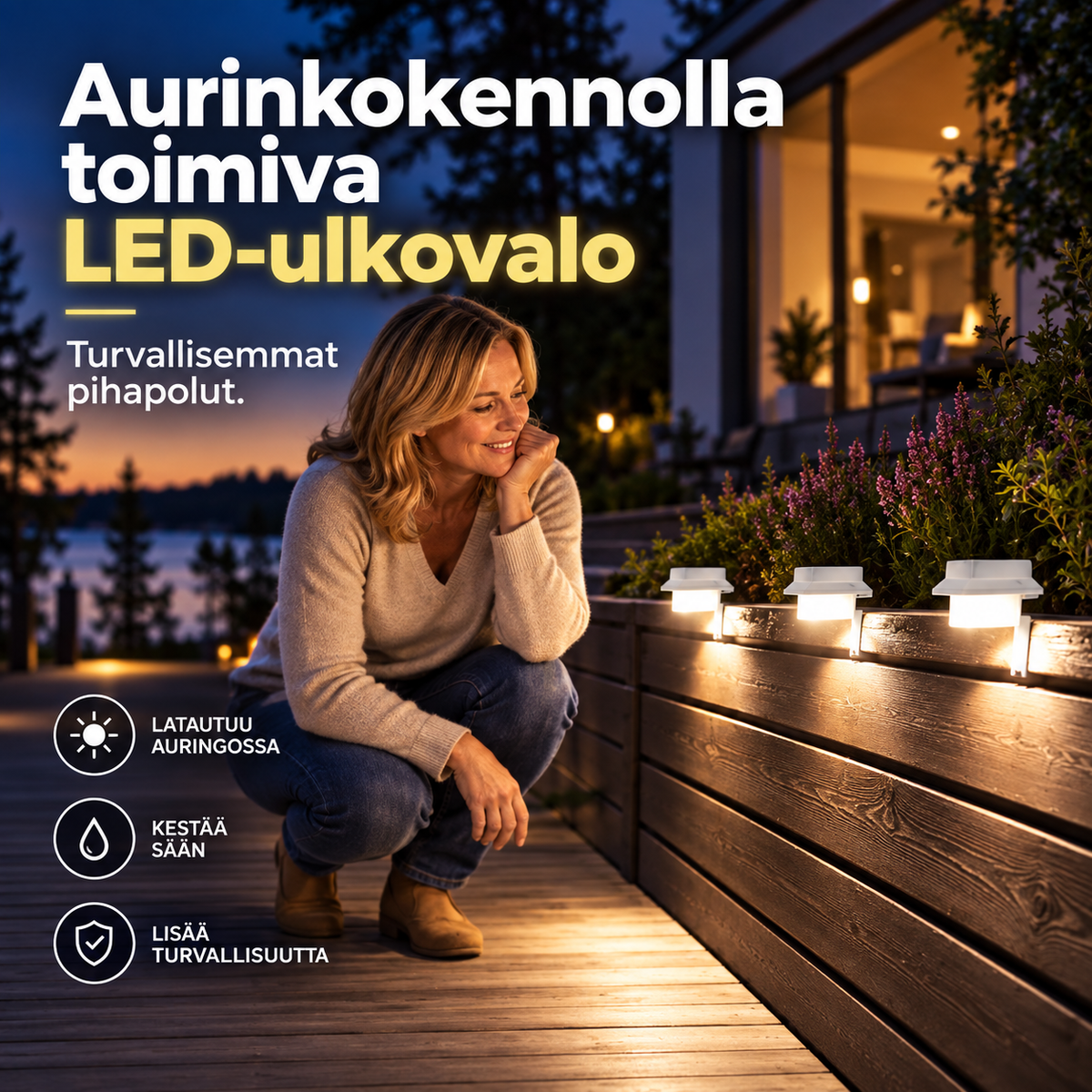 🔥🎁57 % ALENNUS🔥 Valaise räystäät, aidat ja puutarhamuurit – aurinkovoimalla toimivat ulko-LED-valot ilman verkkovirta-asennusta 🏡✨
