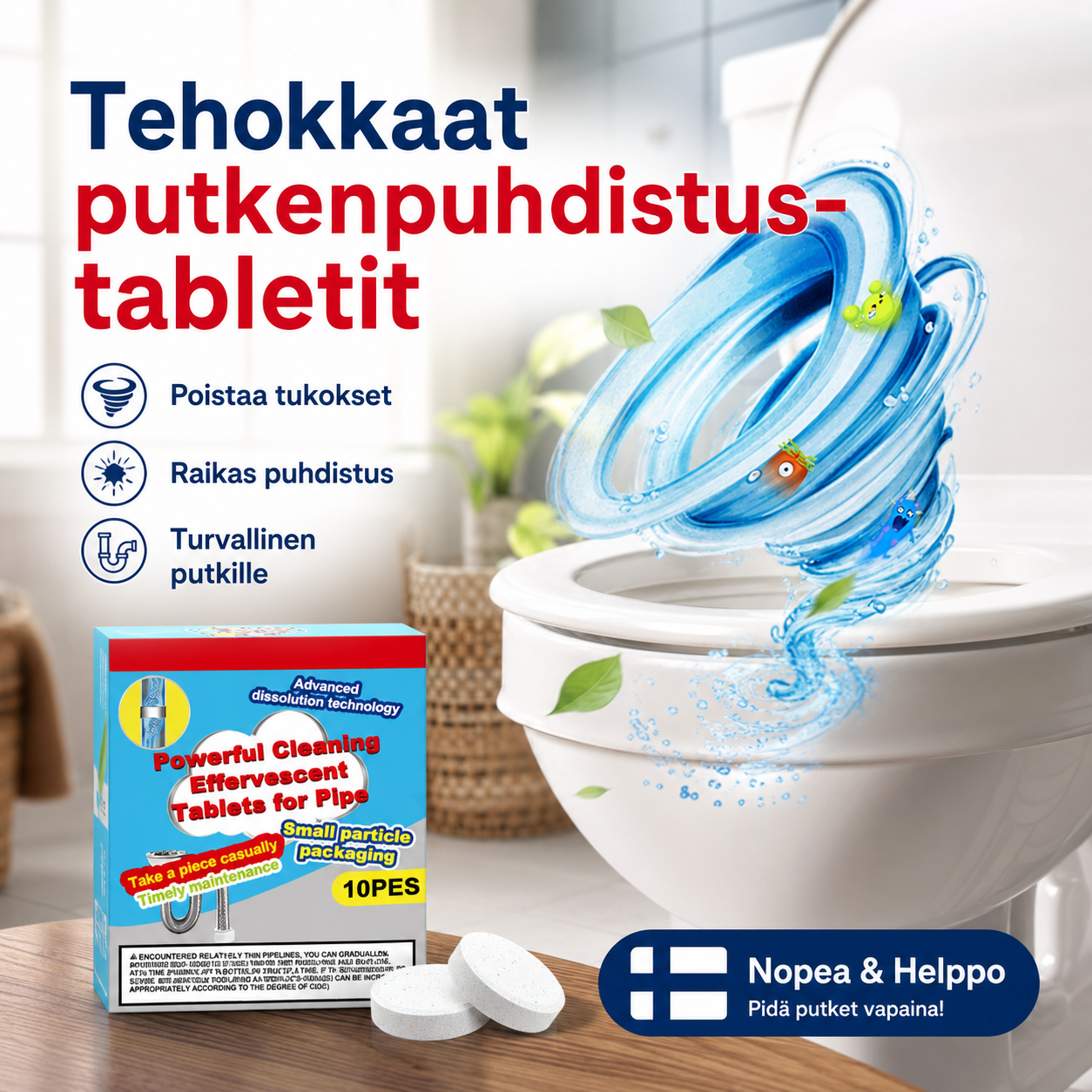 🔥50 % ALENNUS ❤️ Tehokkaat putkenpuhdistustabletit – avaa tukokset vaivattomasti!