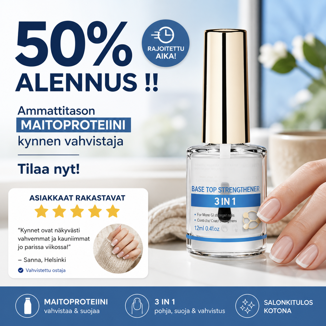 🔥Osta 2 saat 1 ilmaiseksi 🔥⏰ Ammattitason maitoproteiini kynnen vahvistaja