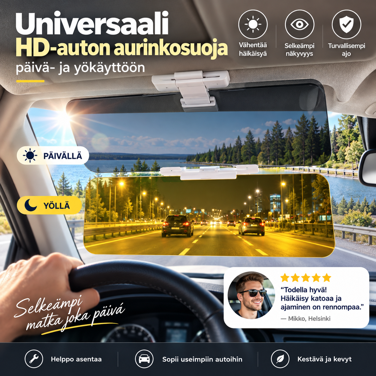 🚗 50 % ALENNUS! 🌙 Universaali HD-auton aurinkosuoja – päivä- ja yökäyttöön ✨